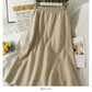 Hong Kong style retro elastic waist thin medium length skirt  2606