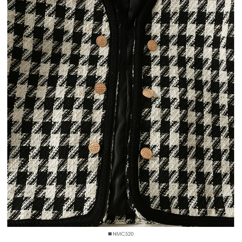 Thousand bird lattice loose small coat women's autumn long sleeve versatile top  2105