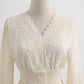 Dress long sleeve lace fairy skirt French V-neck  2283