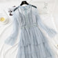 French minority retro doll skirt heavy industry lace mesh cake dress female  2468
