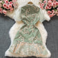 Robe à manches bouffantes avec col montant et broderie en dentelle douce 3323