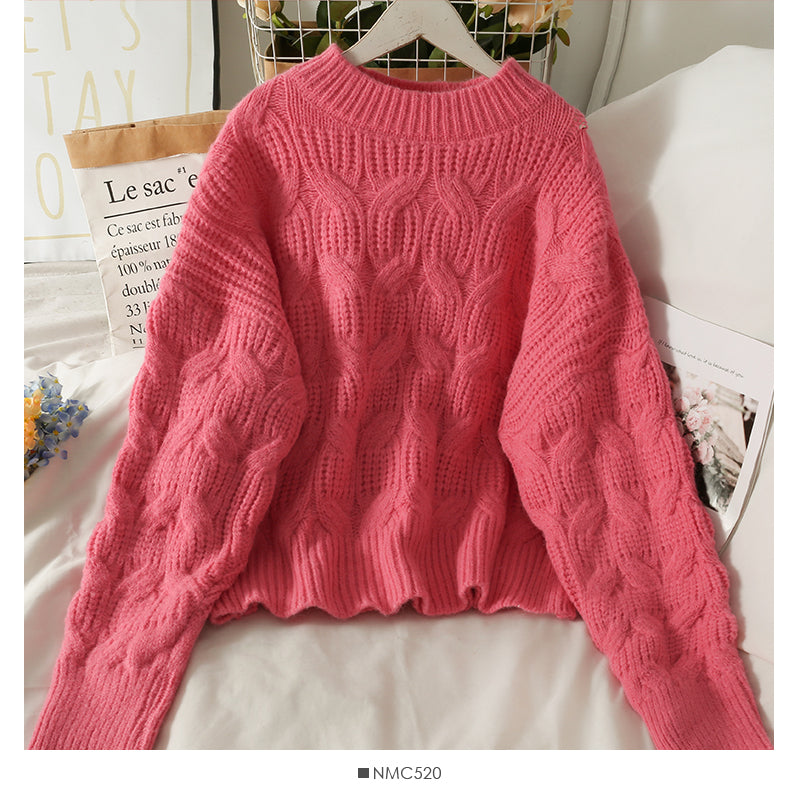 Pull femme saison ample et fin motif lin pull col rond 2021