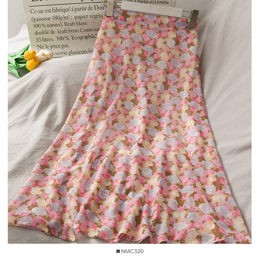 Jupe ample mi-longue à motif floral super féerique 2569