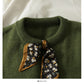 Pull à manches longues et col rond imprimé nœud vintage pour femme 1841