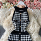 Slim Plaid buttock knit dress one step skirt  2755