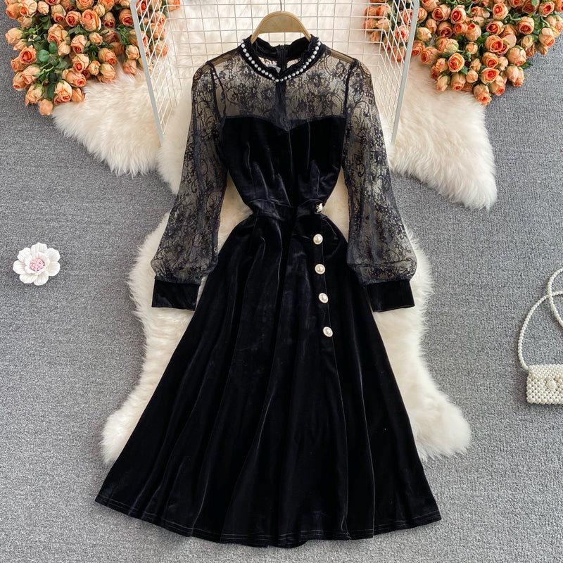 Jupe longue taille haute, taille étroite, super fée Hepburn style, grande balançoire 3110