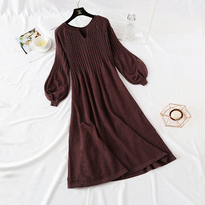 Women's net red long sleeve bottomed knitted dress  2138