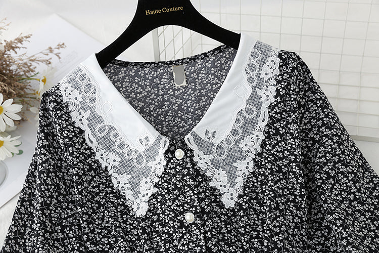 Korean patchwork Floral Dress  2244