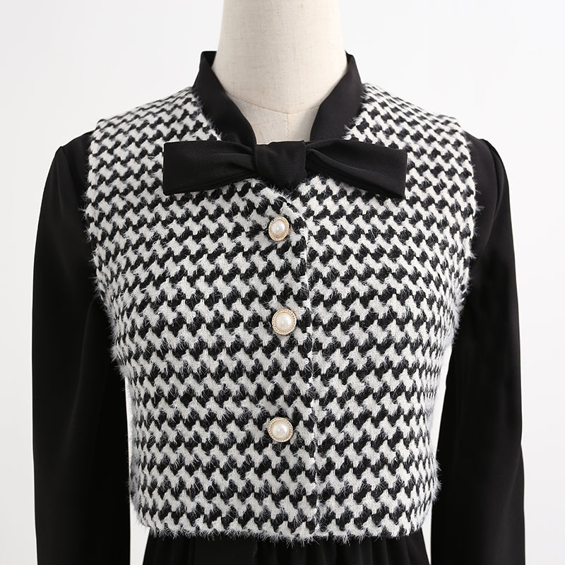 New thousand bird check black dress vest skirt foreign style age reduction fashion  2270