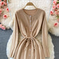 Robe pull en tricot à simple boutonnage et col rond, jupe 3075