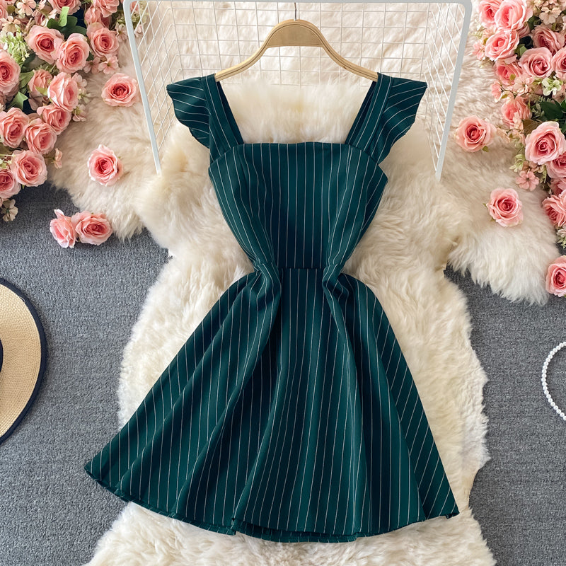 Backless striped strapless dress  2790