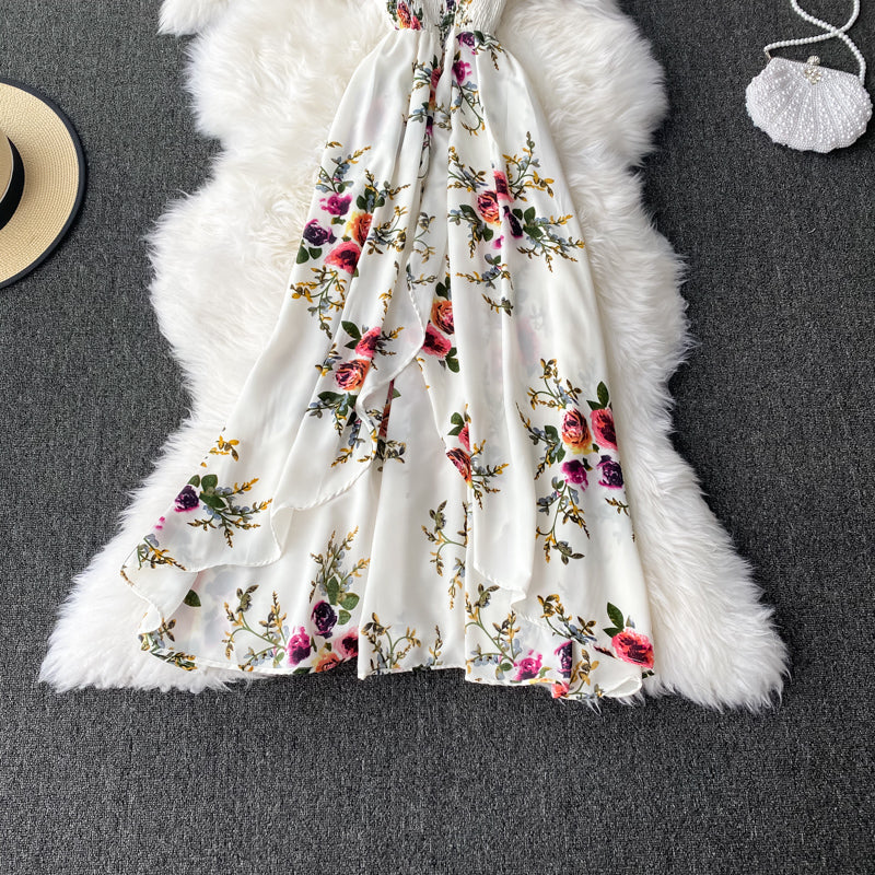 Robe fleurie sans bretelles à une épaule et à la mode 2927