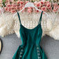 Sexy split suspender skirt high waist slim dress  3306