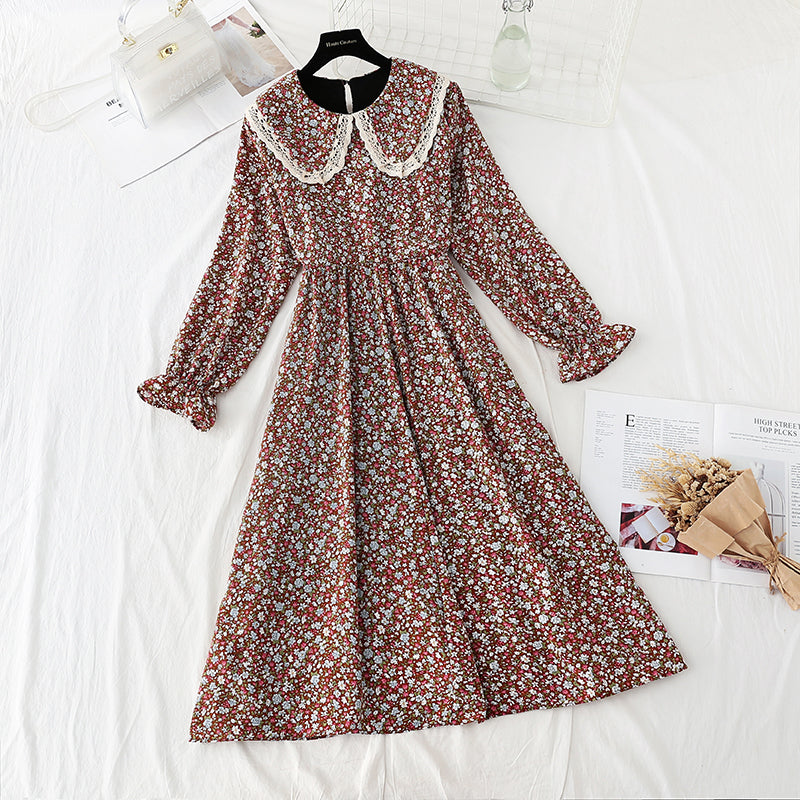 Doll neckline cut-out age reducing thin bottomed skirt  2408