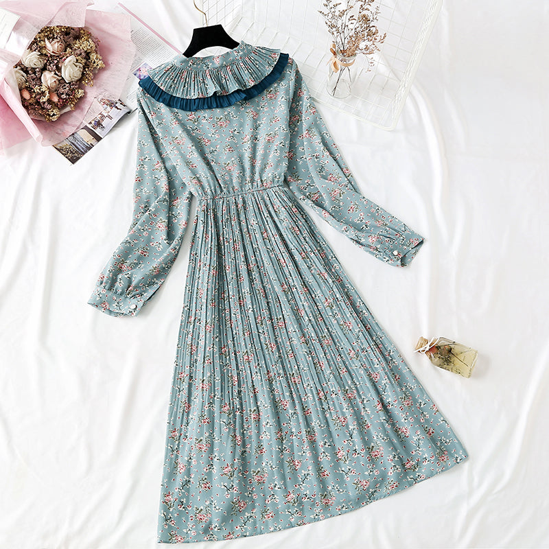 Vintage Floral Chiffon Dress  2193