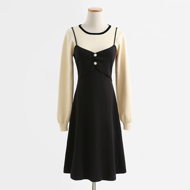 Stitched Knit Skirt French age reducing slim bottomed dress for women  2202