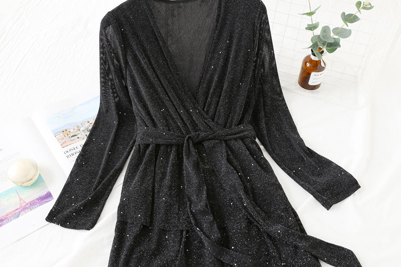 Temperament V-neck Crystal Mesh glittering cake dress  2448