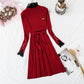 New French retro backing slim lace neck sweater skirt  2362