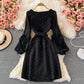 Robe à volants à col rond et taille haute 3003