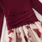 Red dress mesh embroidery stitching knit slim bottomed skirt  2169