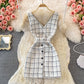 Celebrity temperament V-neck vest vest skirt white shirt  2869