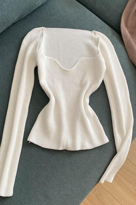 Chemisier à fond pour femme, tempérament d'automne, coupe slim, polyvalent, chemisier tricoté 1572