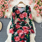 Robe moulante fendue à imprimé col en V 3086