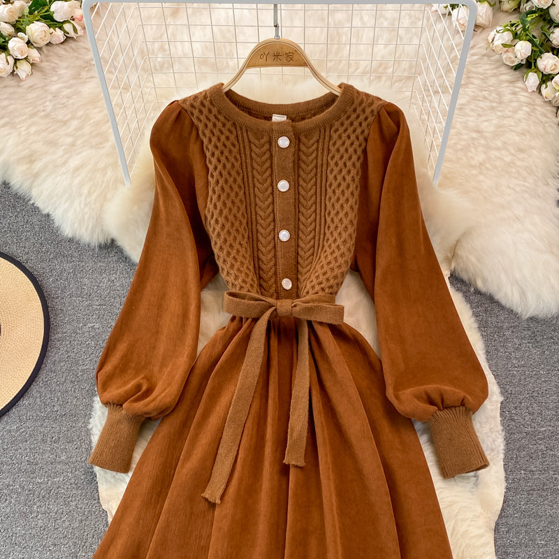 Robe en maille torsadée à col ras du cou 3267