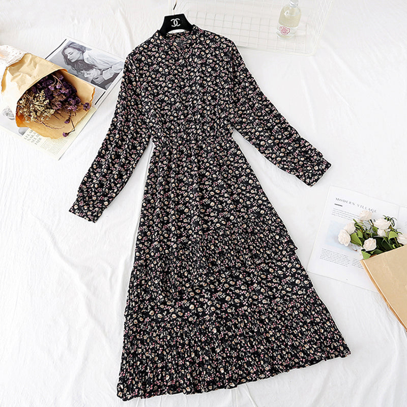 Chiffon Dress Japanese soft wind floral skirt  2379