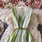 Robe longue sans manches à col en V dégradé 3182