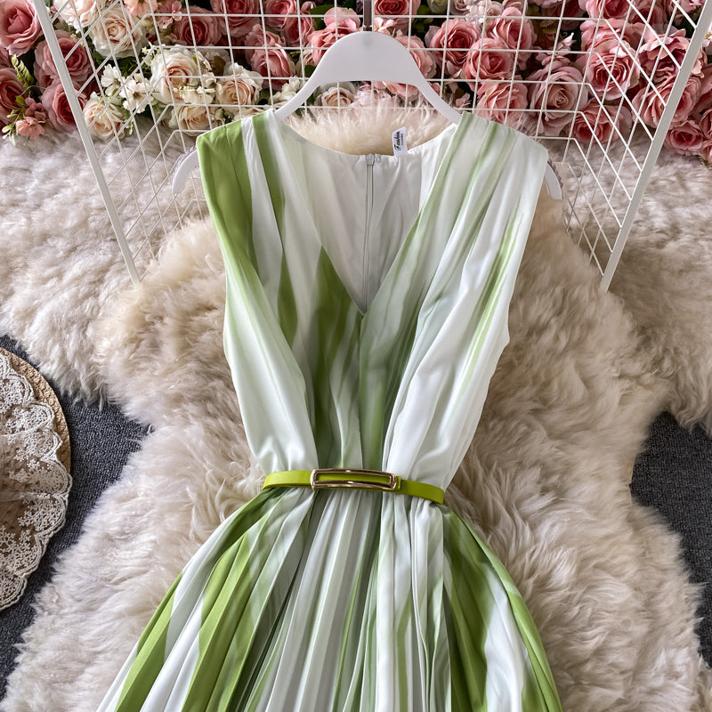 Robe longue sans manches à col en V dégradé 3182