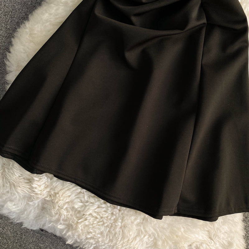 Temperament slim, slim, open back suspender skirt  2802