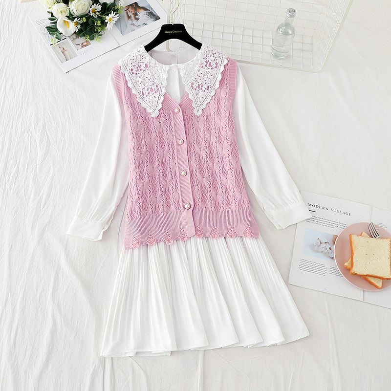 Knitted vest lace doll collar with skirt fairy Sen Department  2263