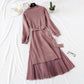 Knitted dress, women's French retro skirt, fashion suit, waist closing, thin temperament  2291