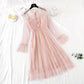 Bottom lace dress autumn and Winter Fairy mesh sling two-piece set  2462