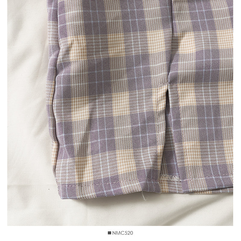Retro simple versatile Plaid split casual A-line skirt  2645