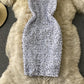 French Hepburn temperament Sequin Hip Wrap Dress  2752