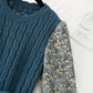 Floral dress new style stitching shows thin temperament slim fit with a bottomed sweater  2136