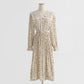 Dress gentle wind long sleeved chiffon skirt with slim waist and long Lapel skirt  2175