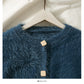 Pull col rond simple boutonnage à manches longues Pull col rond en peluche 1965
