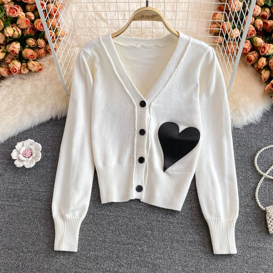 Joli cardigan à manches longues en forme de cœur 1485