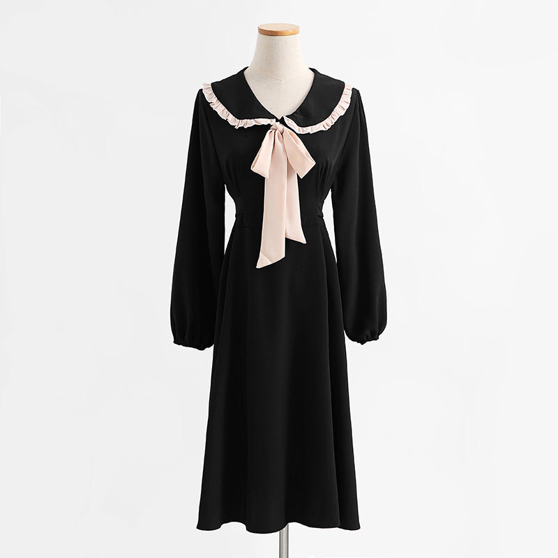 Long sleeved dress age reducing slim temperament fairy skirt bottomed skirt  2199