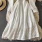 Women's dress with narrow waist and solid color bubble sleeve lace  3420