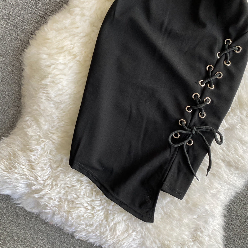 Robe bustier slim slim jupe jarretelle sexy jupe portefeuille hanche 3174