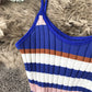 Robe cache-coeur en tricot à bretelles et rayures colorées 3278
