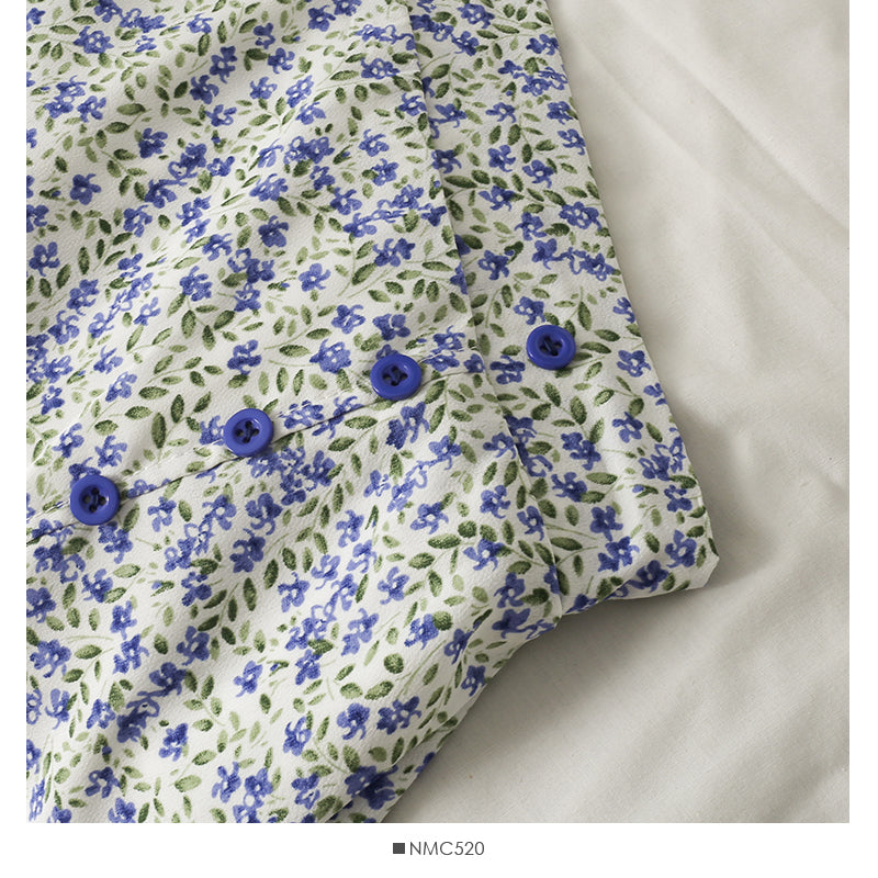 Retro High Waist slim breasted floral medium length skirt  2575