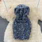 Design sense zipper Sequin glittering fashion slim fit  2781
