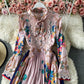 Robe plissée à imprimé nœud de style étranger de tempérament de célébrité 3167