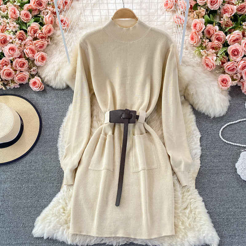 Jupe pull cache-cœur en tricot à taille fine 3357