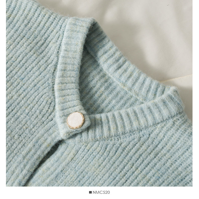 Pull femme ample fin simple boutonnage manches longues 1838